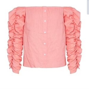 Petersyn  Top Pink Linen Off-Shoulder S